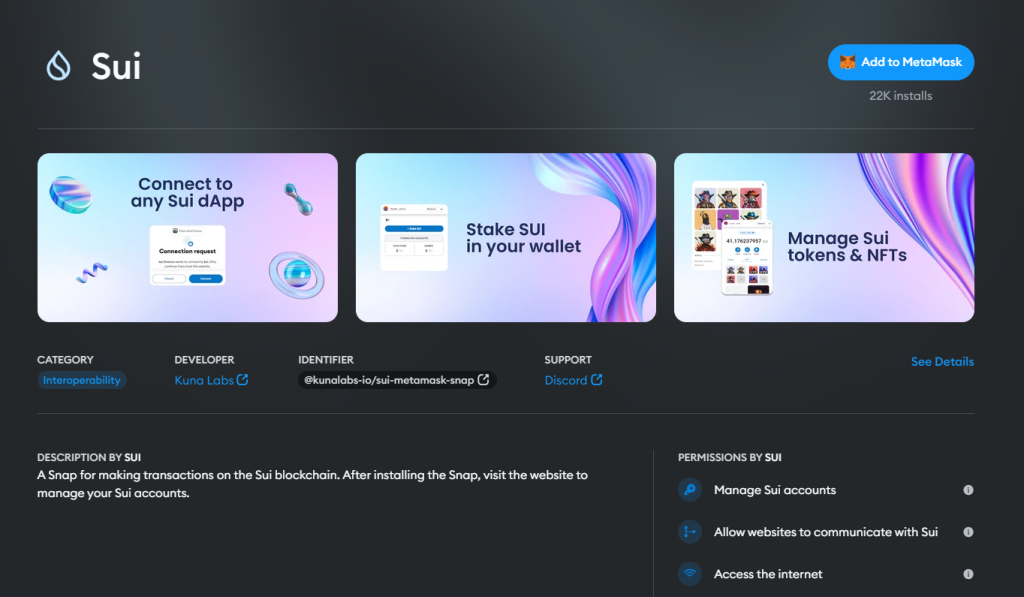 Sui Metamask Snap