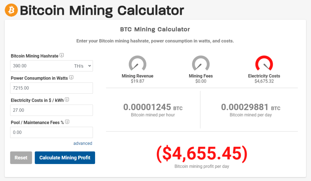 Calculateur de rentabilité minage Bitcoin