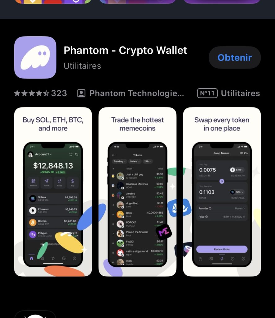 Appli Phantom Wallet Smartphone