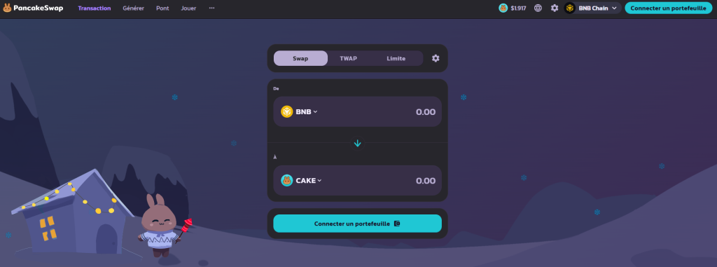 Interface de Pancakeswap, layer 3 de la BNB Chain